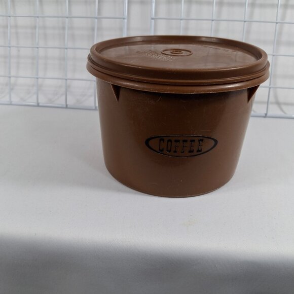Vintage Collectible Tupperware #263 Coffee Canister Brown w Lid D 6 x H 4.25 In - Picture 2 of 14